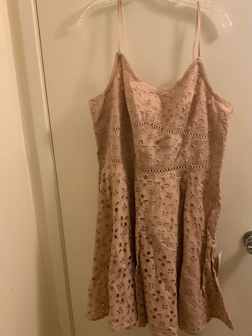 Sleeveless Beige Eyelet Sundress